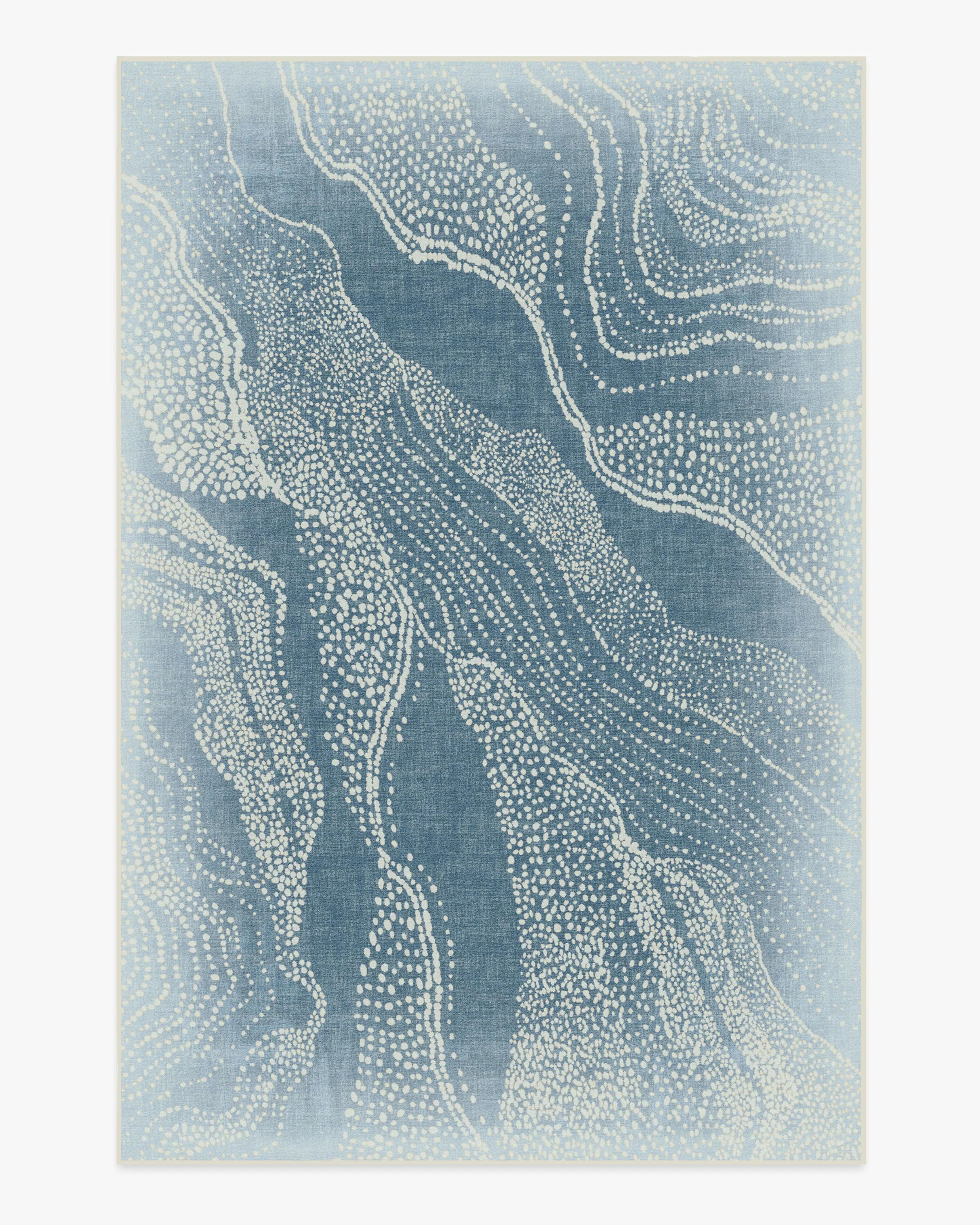 Adorned Soft Blue Flatwoven Rug