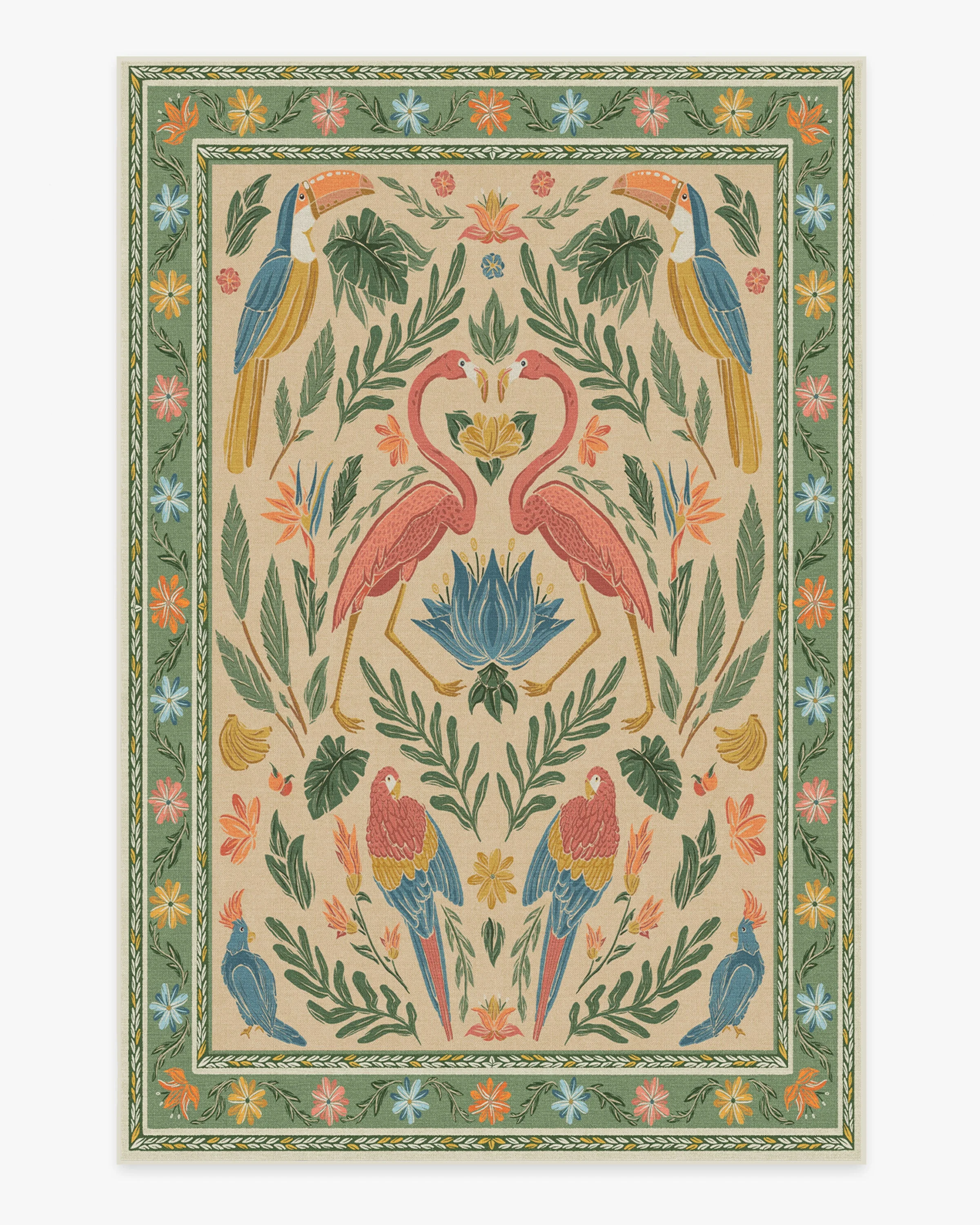 410-birds-of-a-feather-green-peach-flatwoven-rug-1.webp Birds Of A Feather Green & Peach Flatwoven Rug