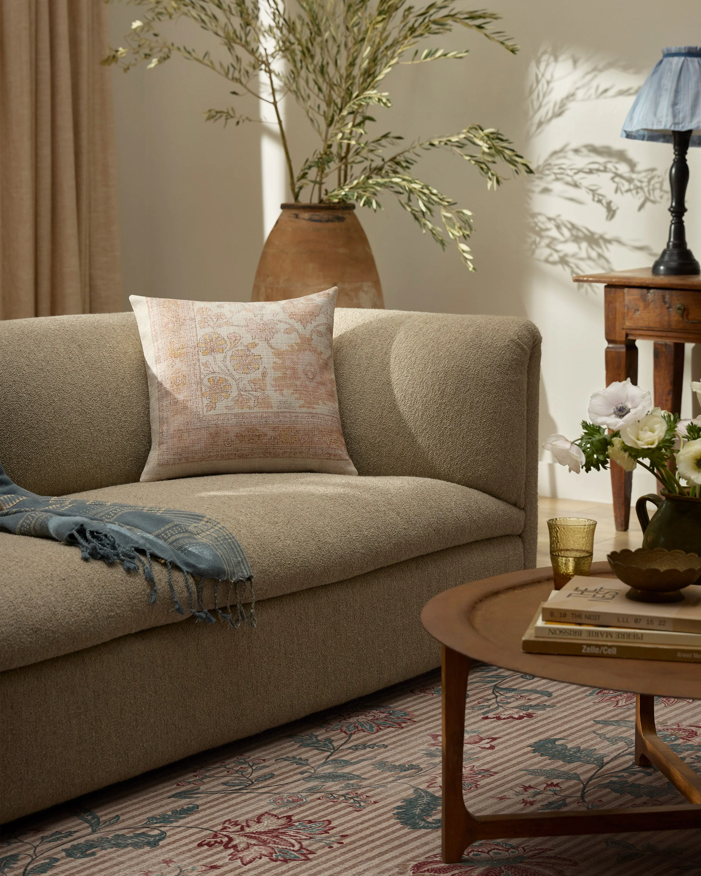 Lenora Vintage Blush Woven Throw Pillow
