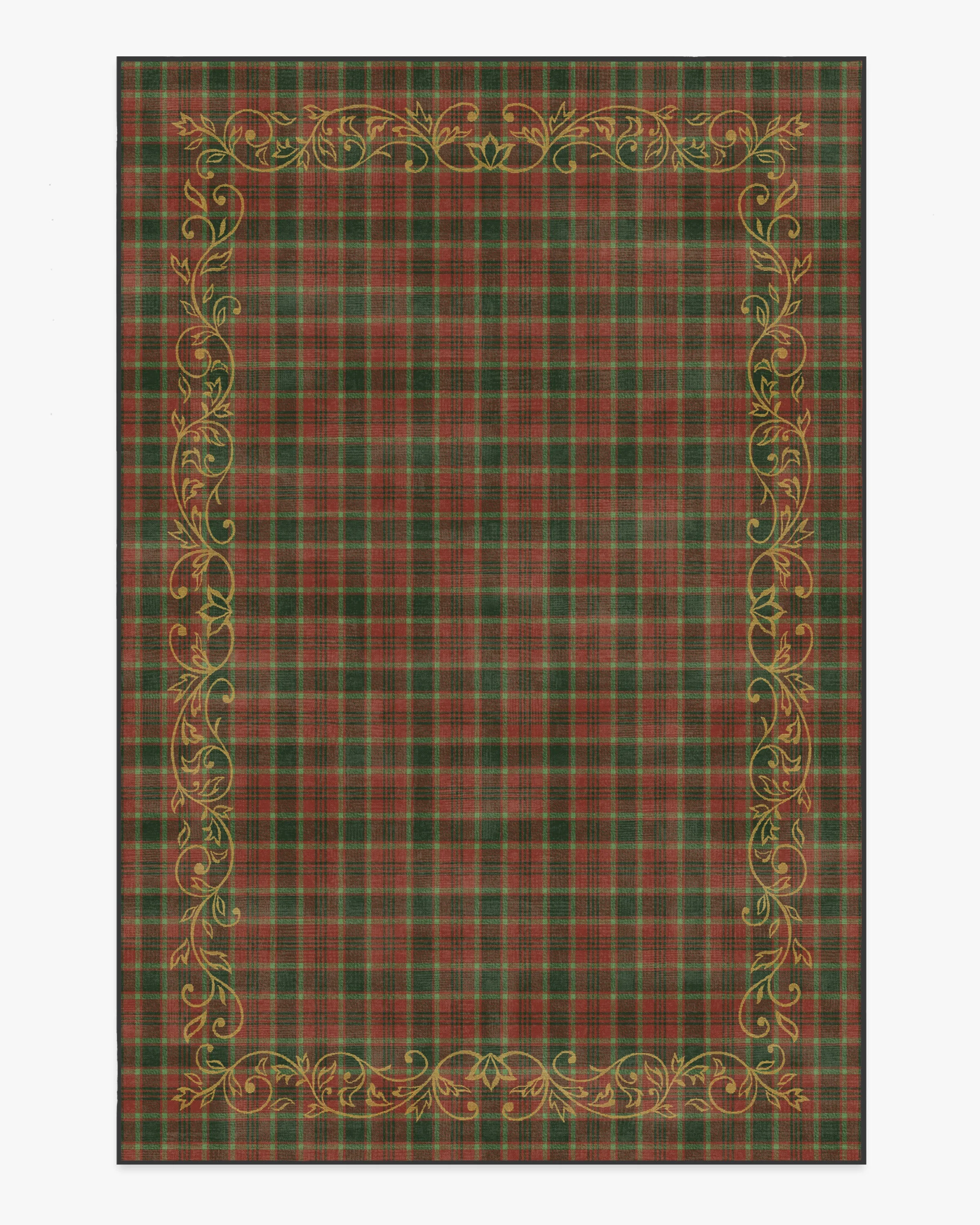 Tartan Trim Red & Gold Rug