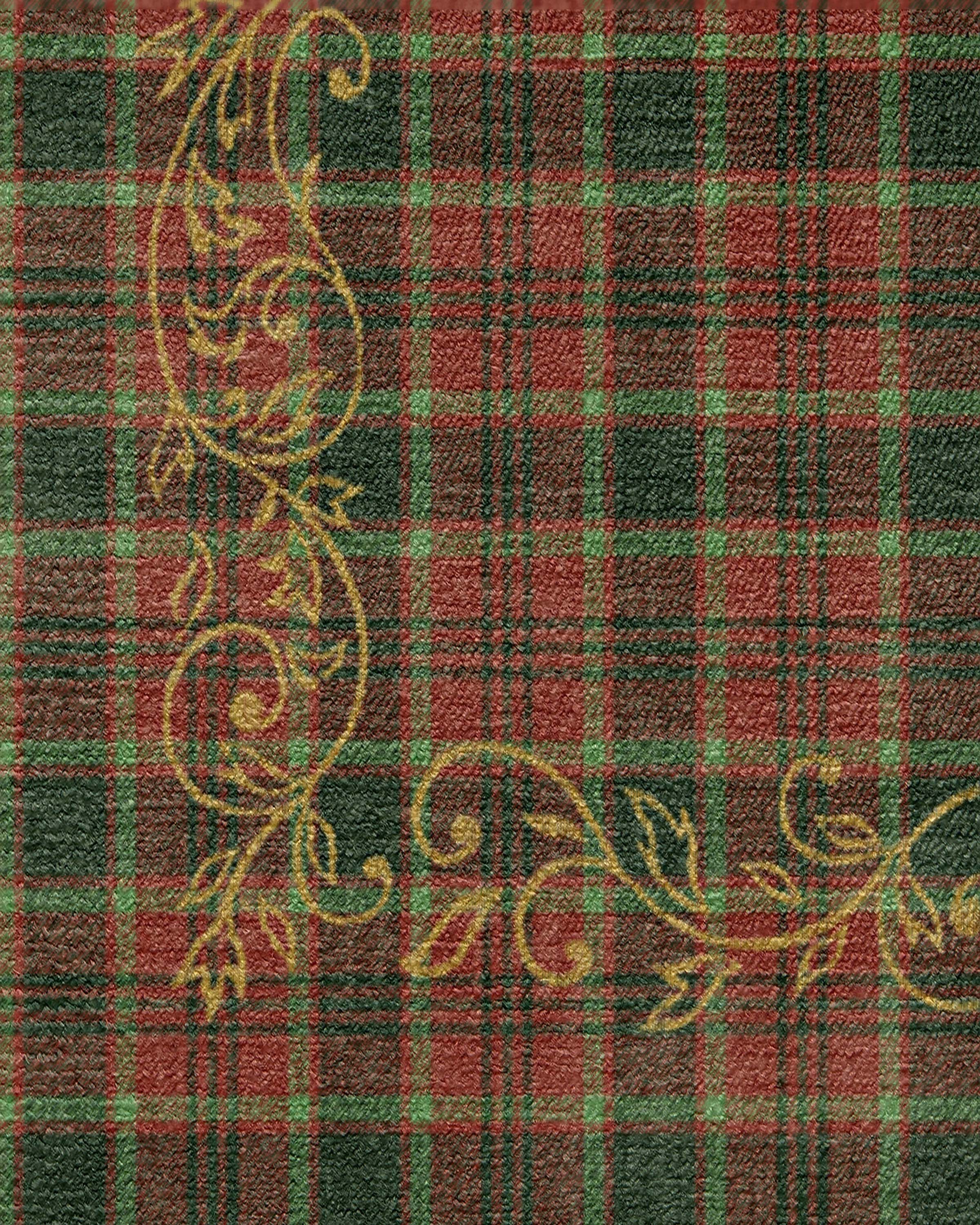 Tartan Trim Red & Gold Rug