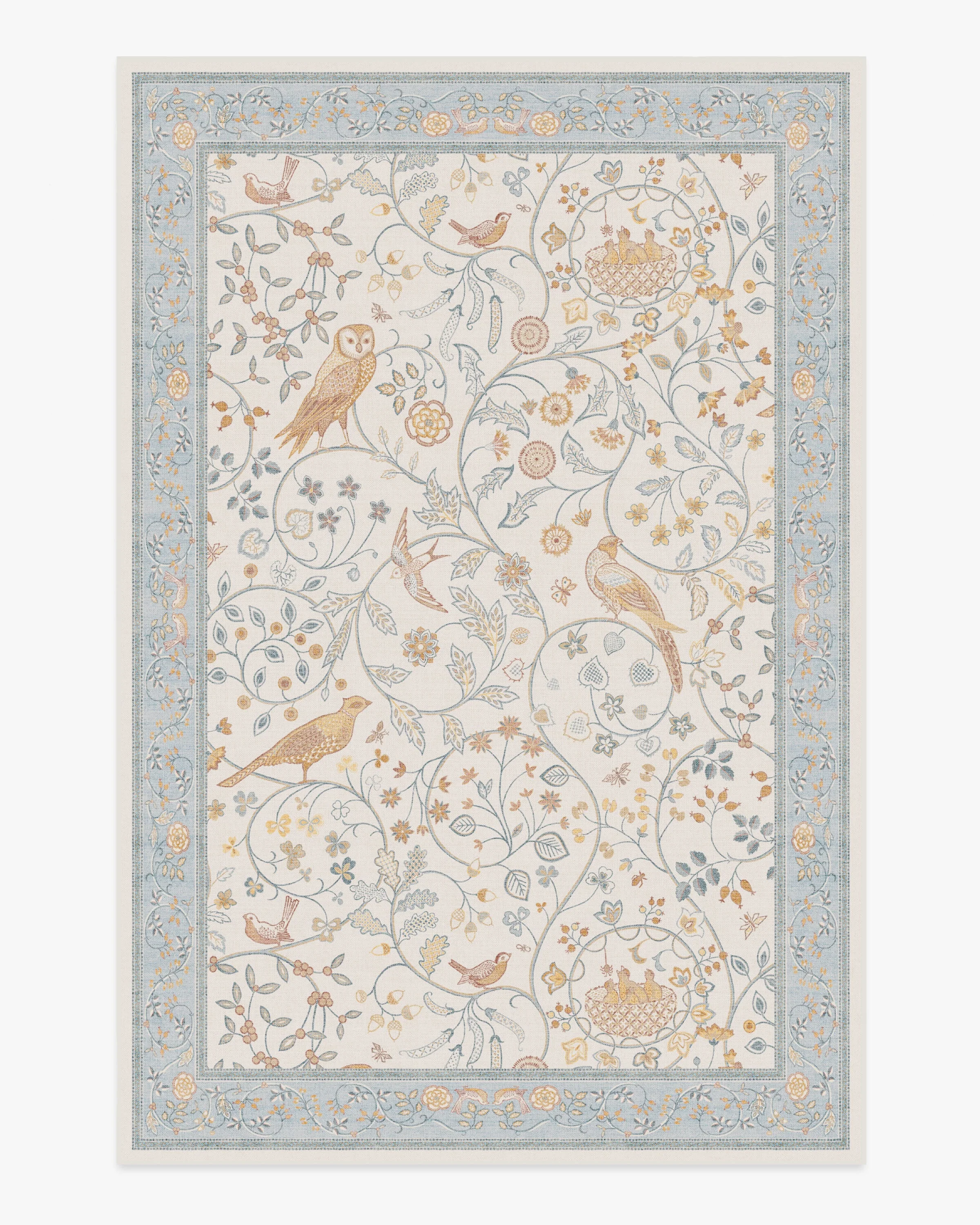 Newill Ivory & Blue Flatwoven Rug