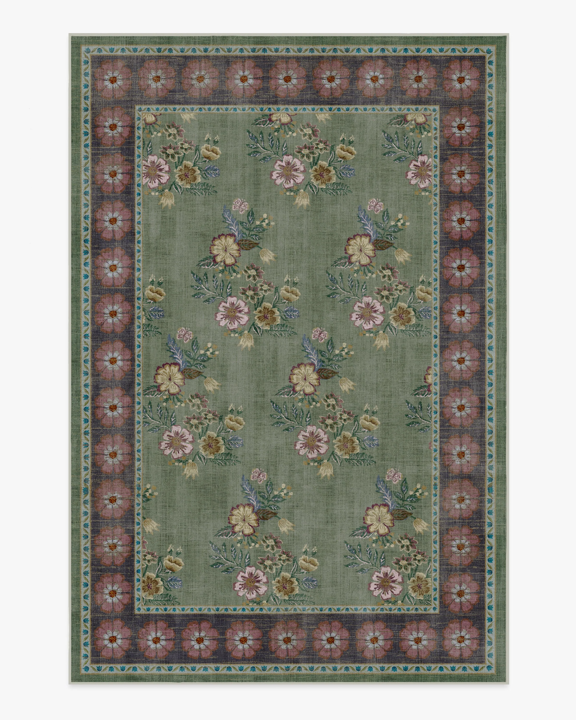 Pennywood Green & Pink Rug