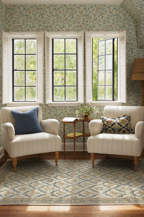 Bellflowers Ivory & Gold Flatwoven Rug
