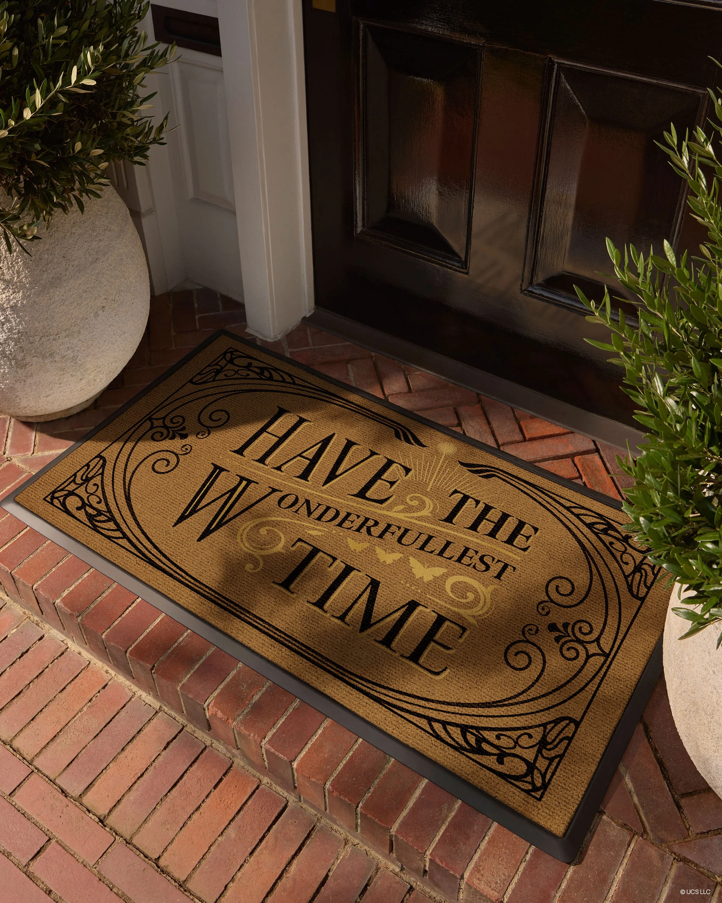 Have the Wonderfullest Time Black & Coir Large Doormat