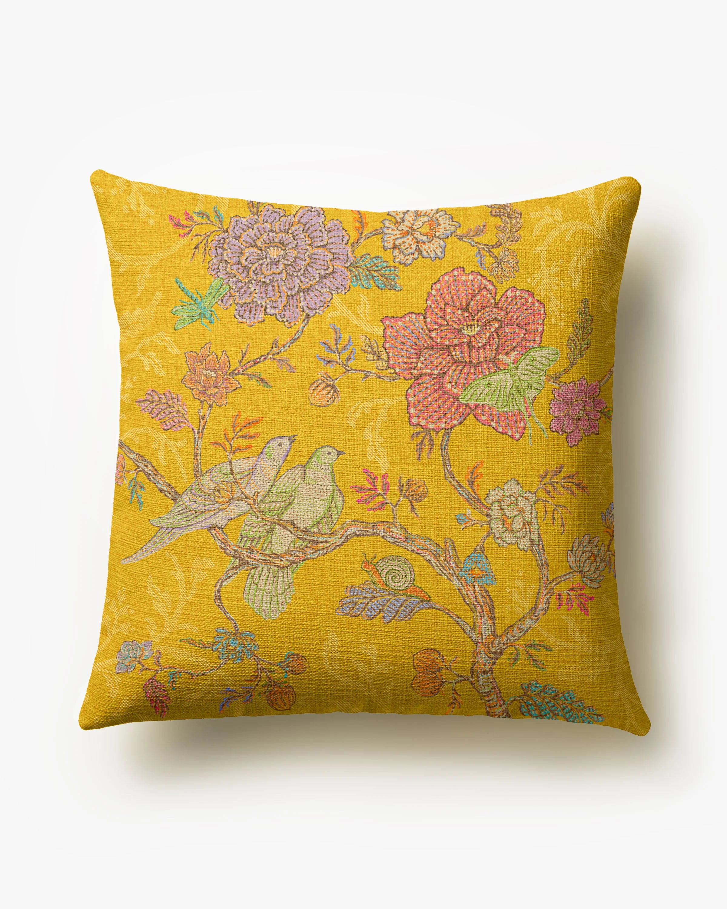 Vibrant Garden Citron Yellow Woven Throw Pillow