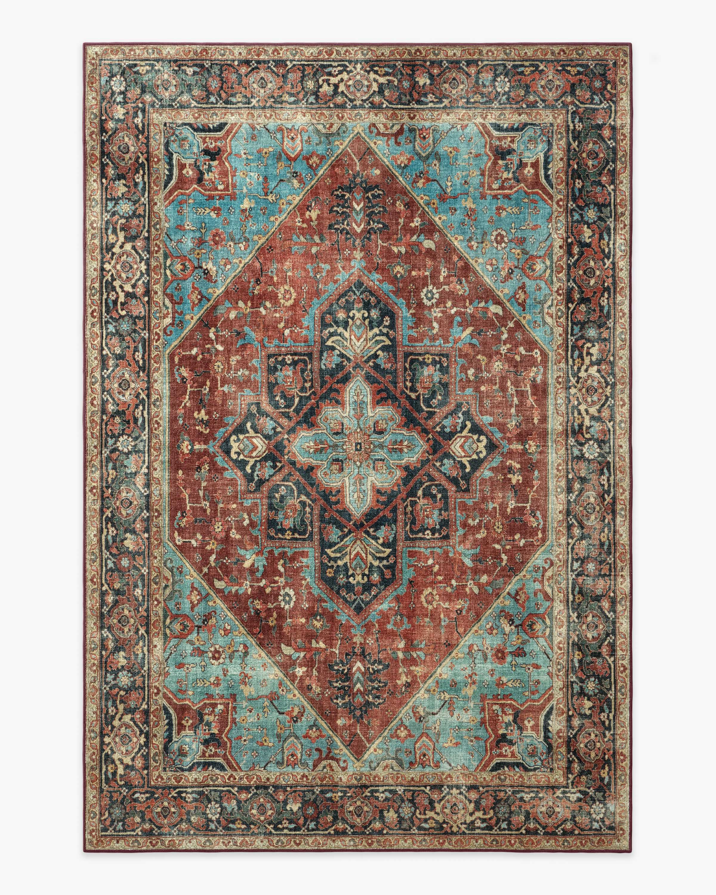 Santiago Crimson & Light Blue Rug