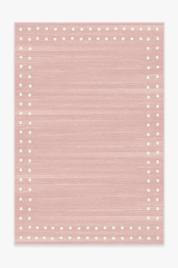 Dot Border Pink Flatwoven Rug