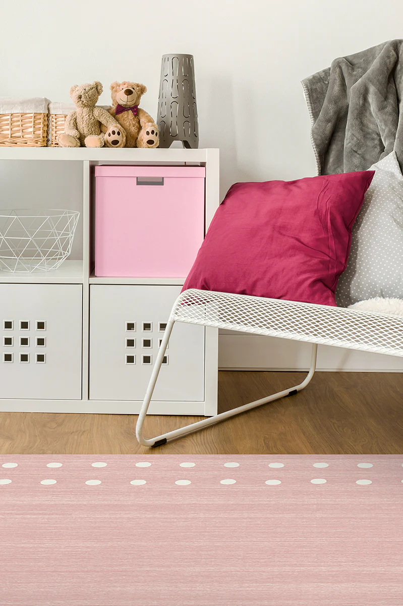 Dot Border Pink Flatwoven Rug