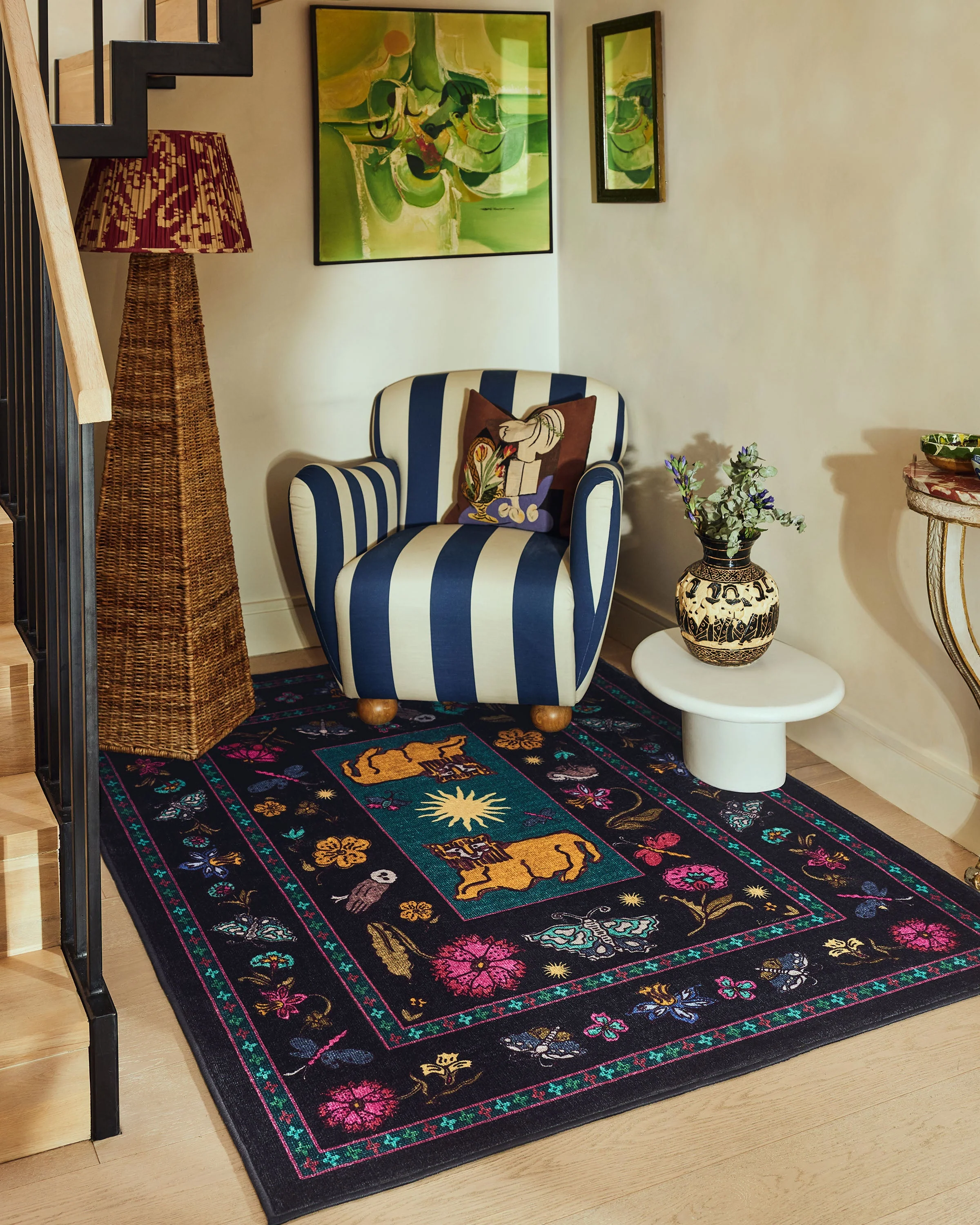 Lion’s Cub Charcoal Multicolor Flatwoven Rug