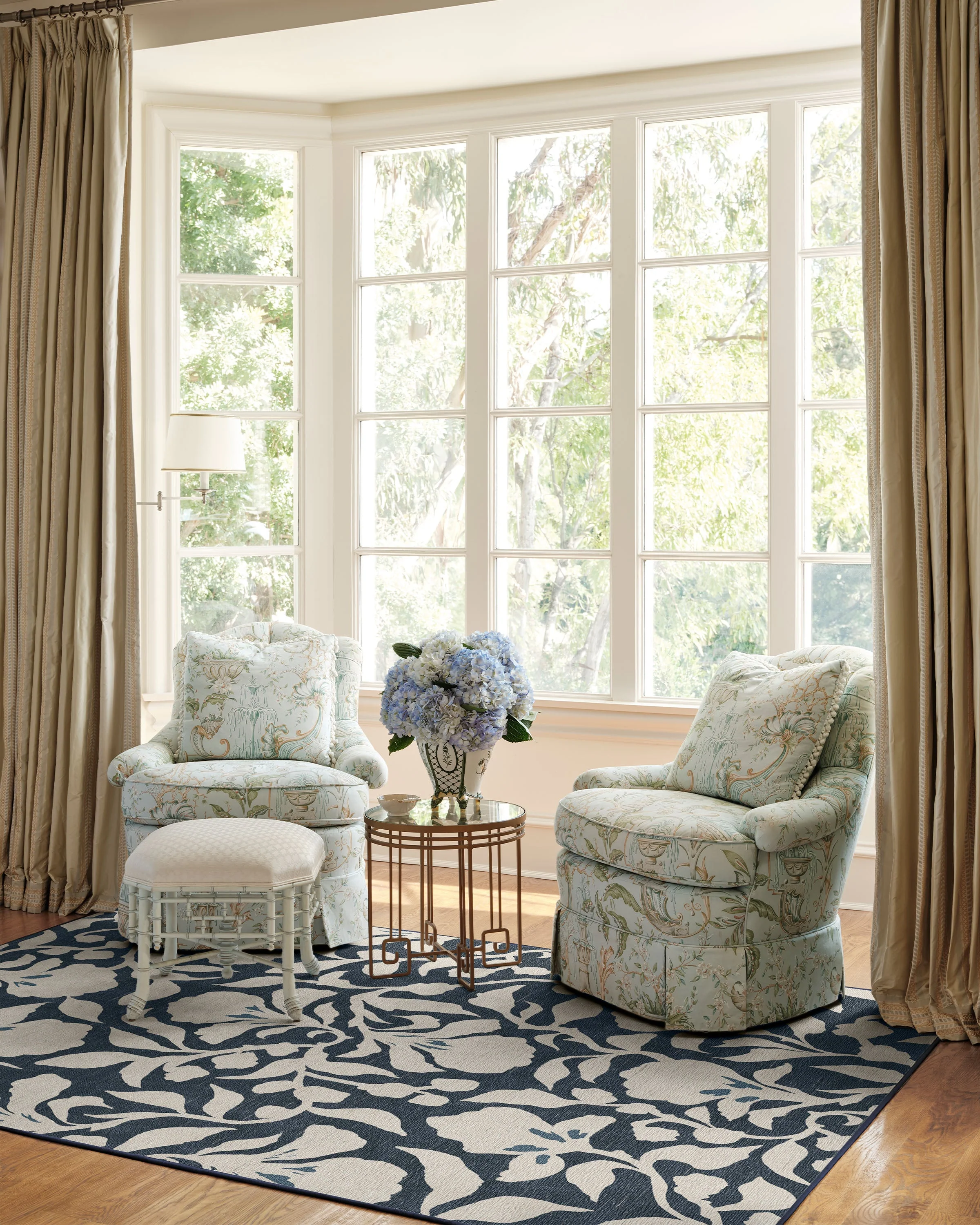 Flora Ink Blue & Ivory Flatwoven Rug