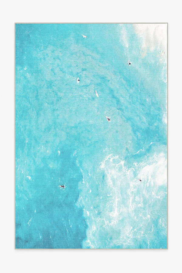 Surfers Ocean Blue Outdoor Rug