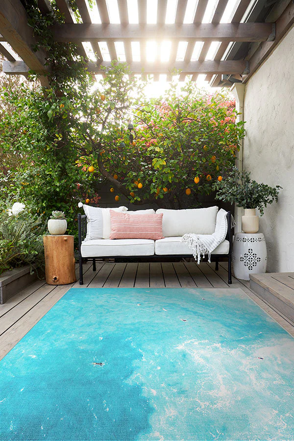 Surfers Ocean Blue Outdoor Rug
