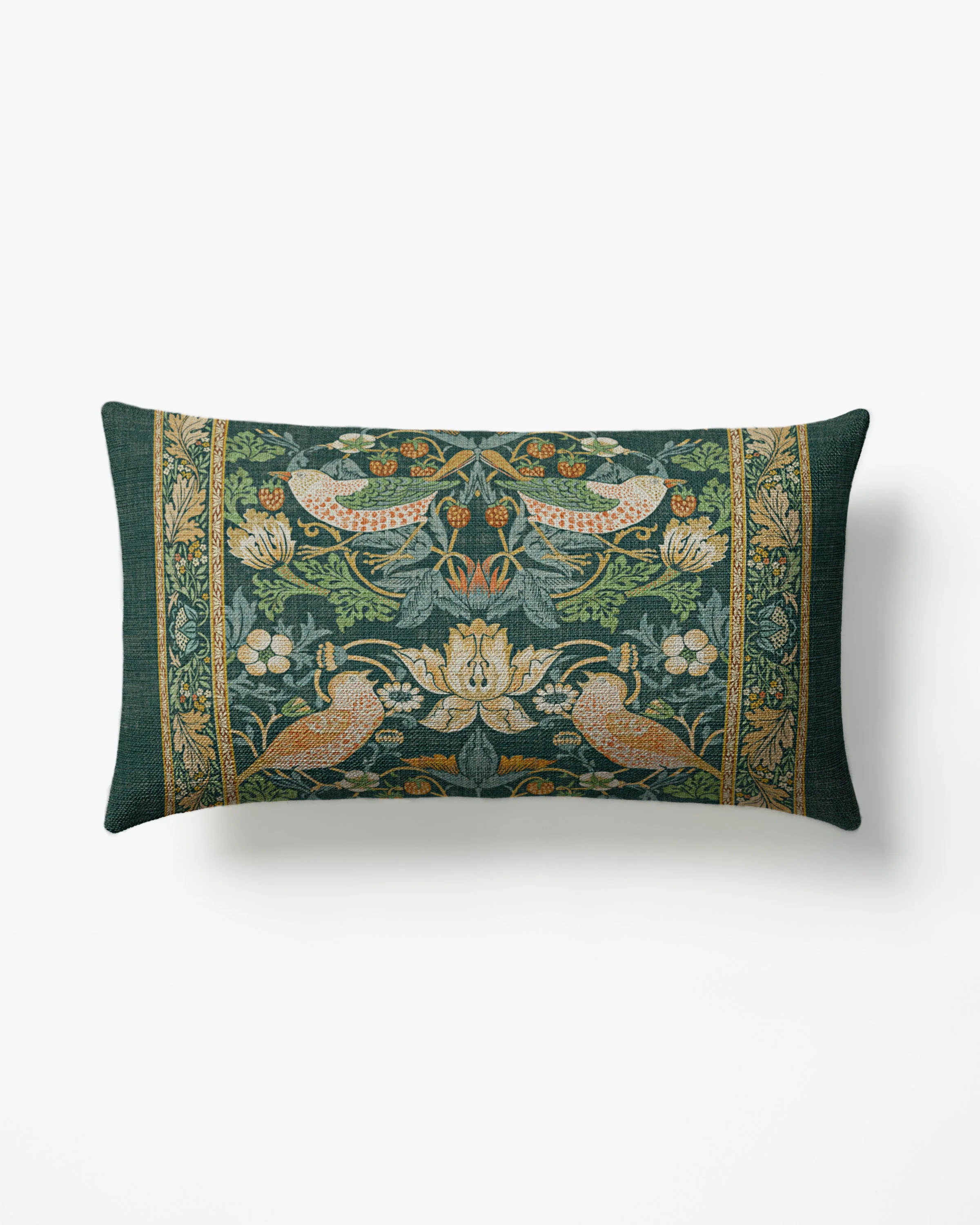 Strawberry Thief Slate Blue Woven Lumbar Throw Pillow