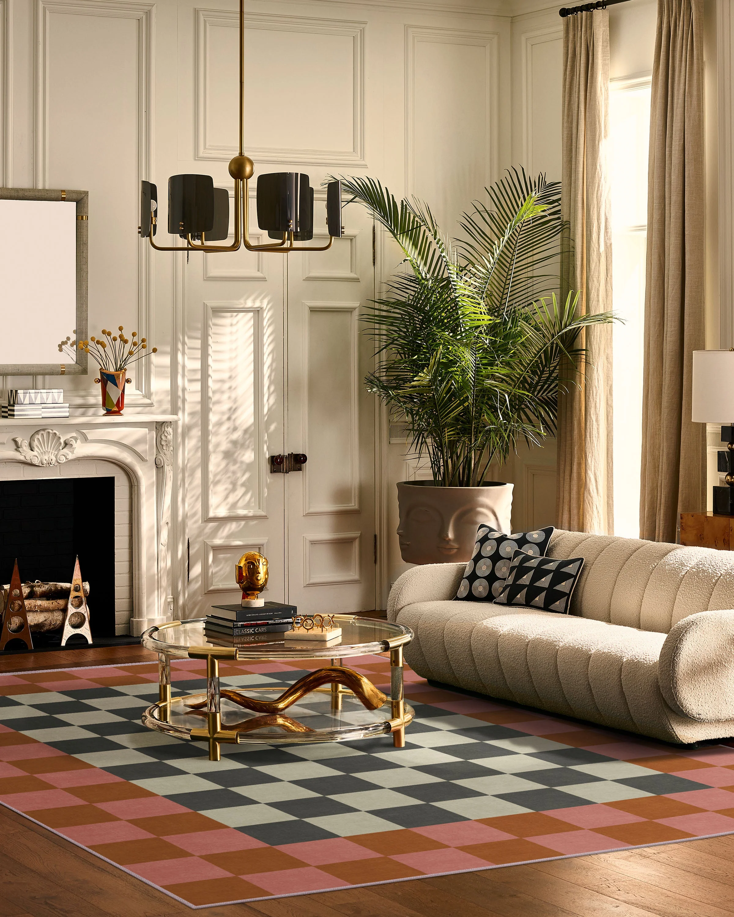 Photo inspiration: Picture Idea: Checker Border Pink Orange Flatwoven Rug