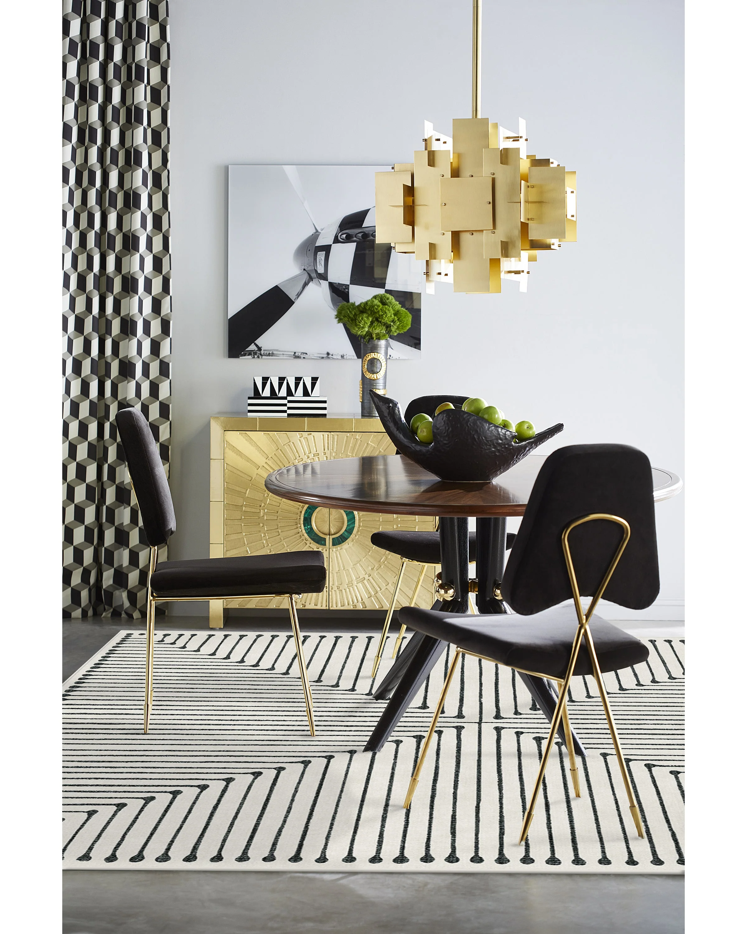 Inkdrop Black & Ivory Flatwoven Rug