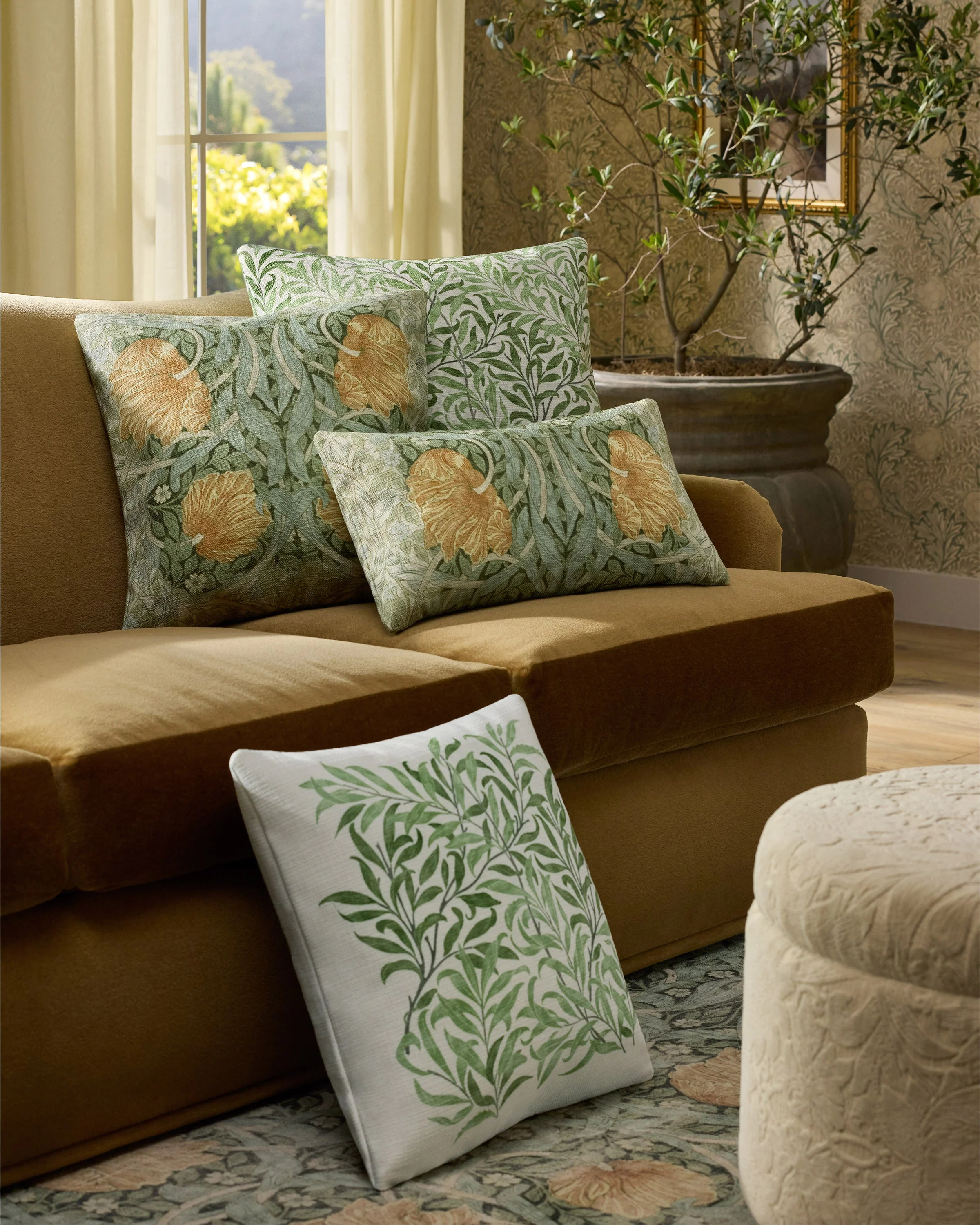 Willow Boughs Garden Sage Woven Throw Pillow