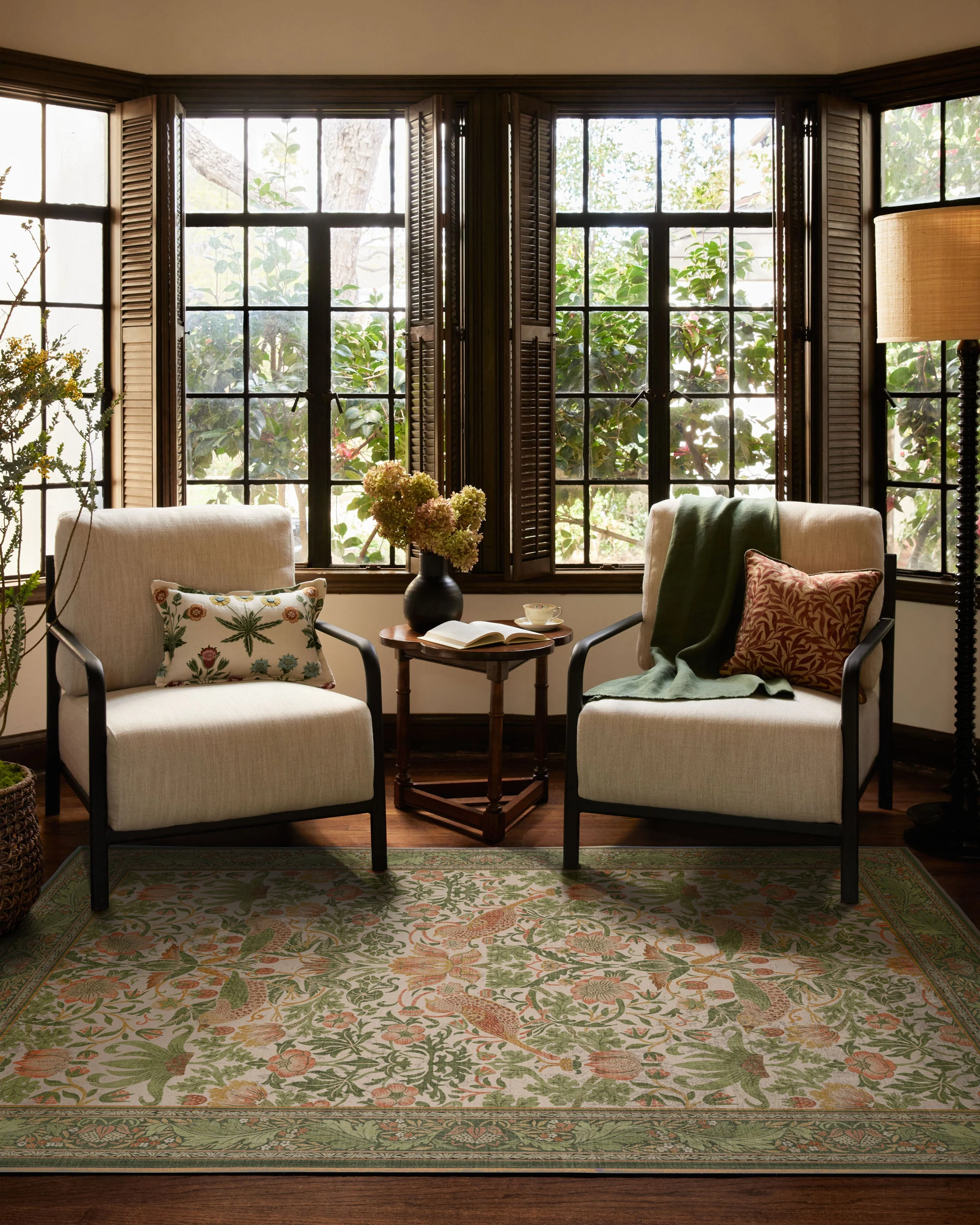 Strawberry Thief Sage & Rose Flatwoven Rug