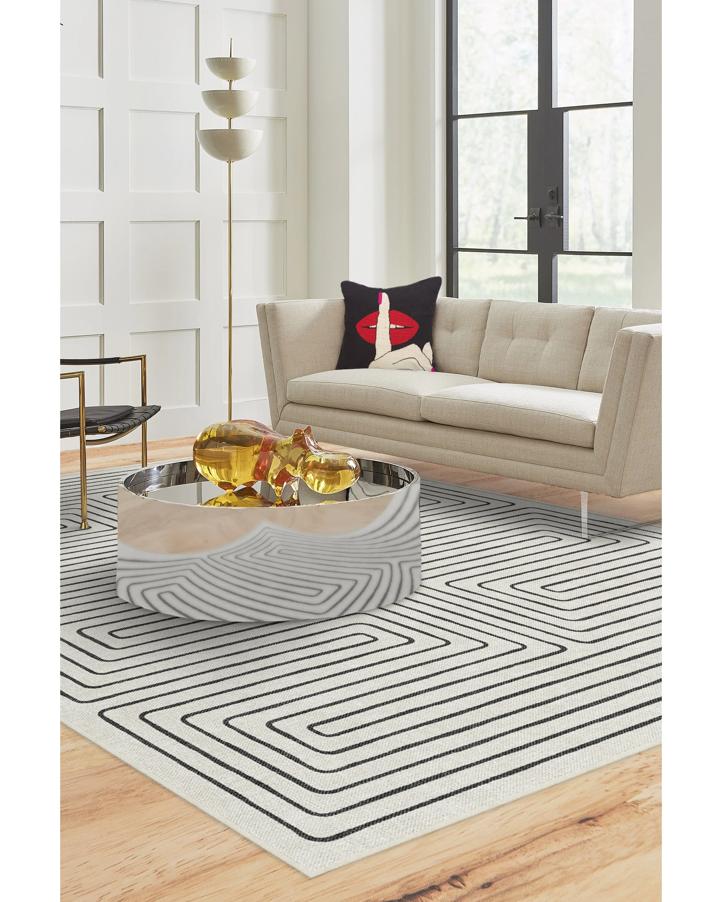 Labyrinth Black & Ivory Flatwoven Rug