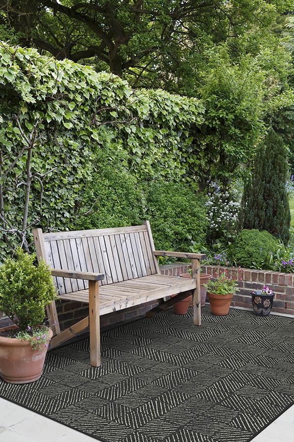 Parquet Black Outdoor Rug