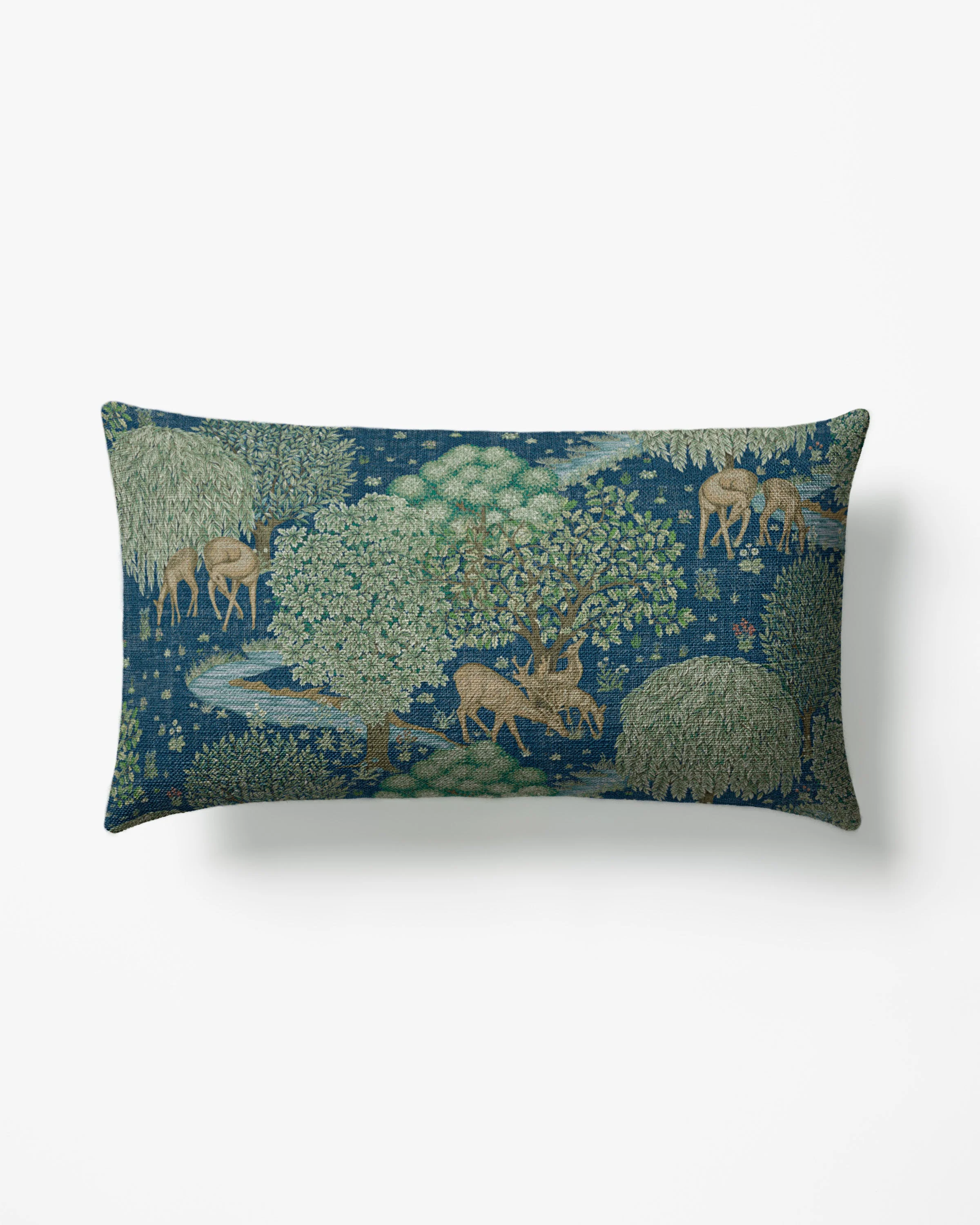 Brook Sapphire Blue Woven Lumbar Throw Pillow