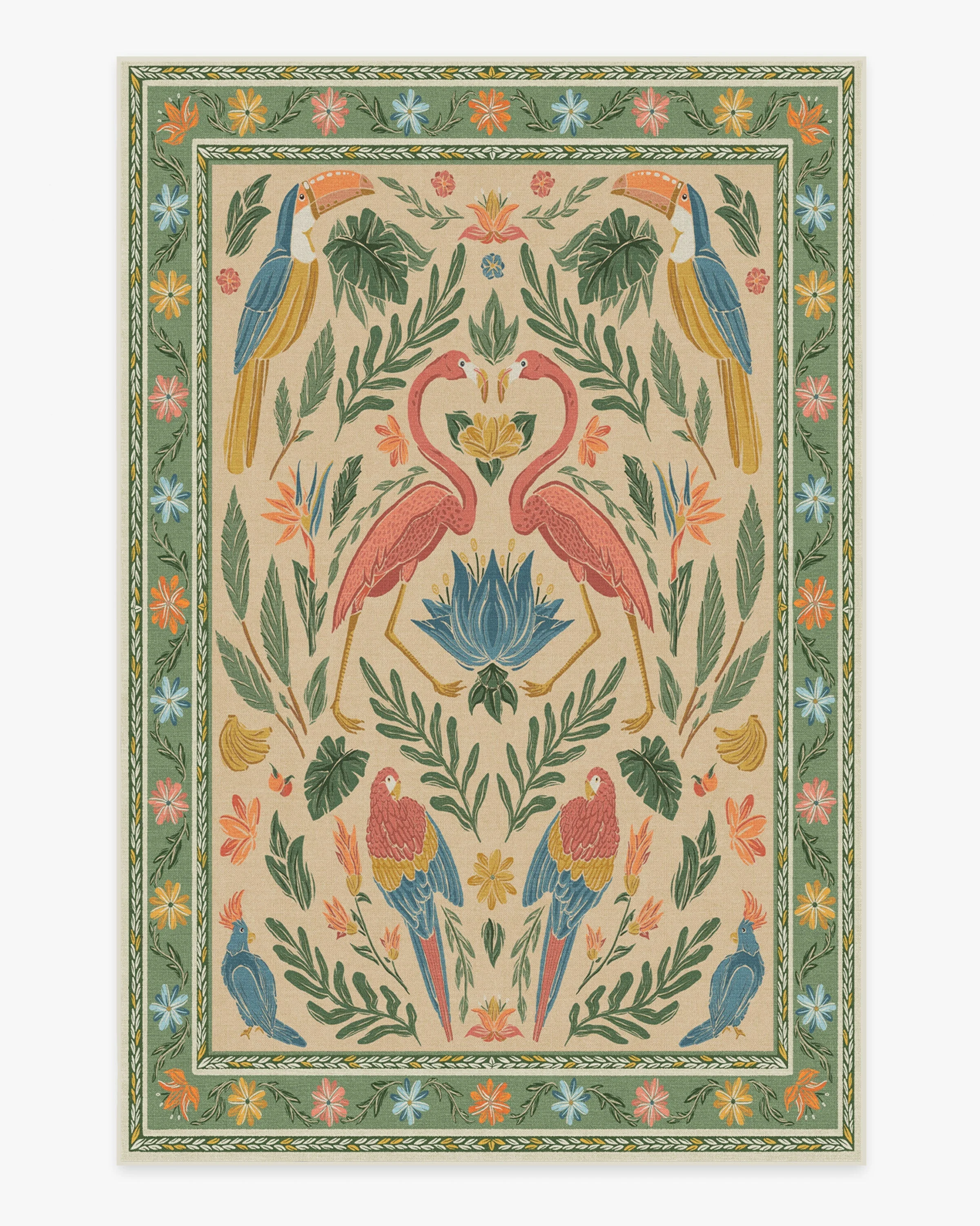Birds Of A Feather Green & Peach Rug
