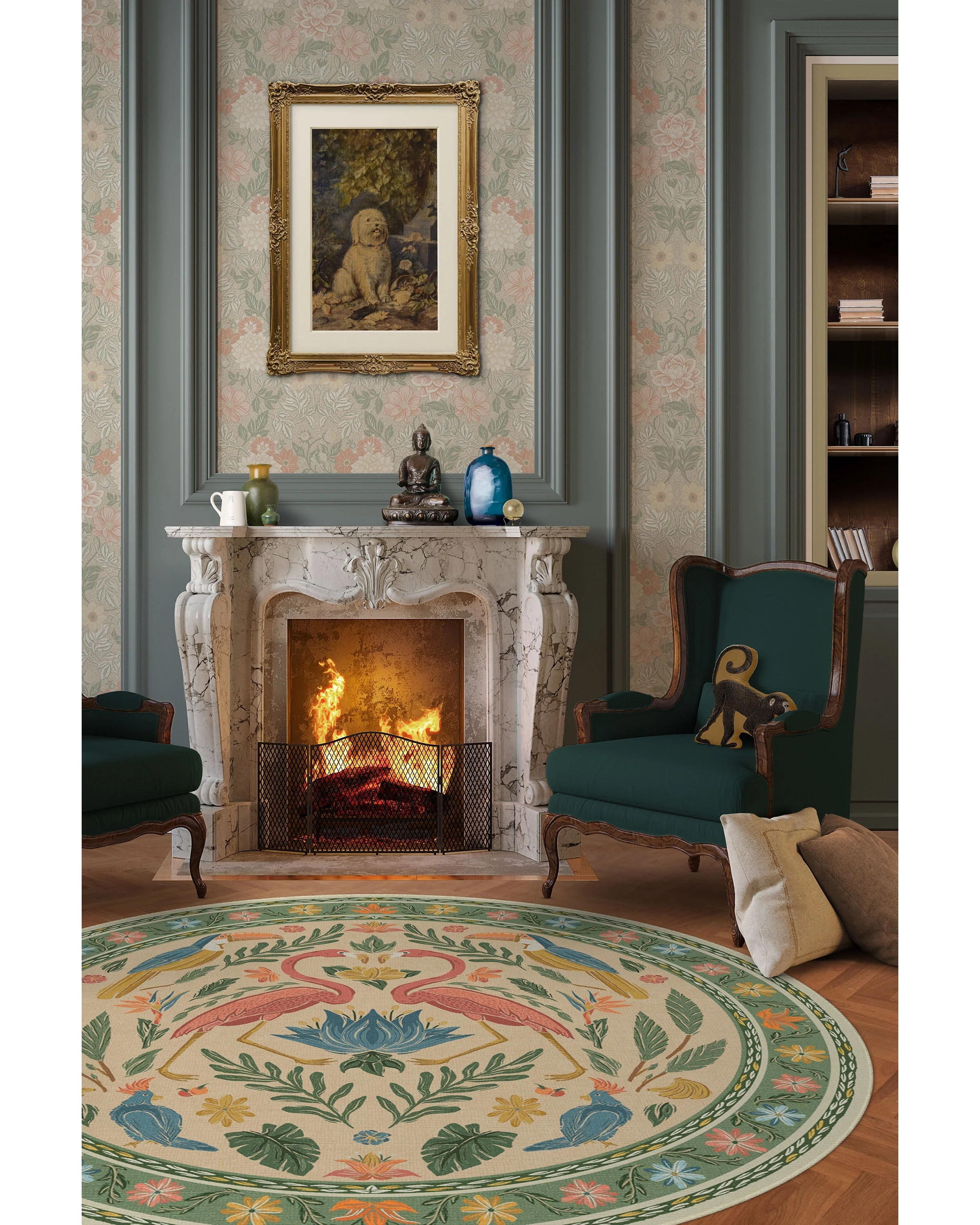 833-birds-of-a-feather-green-peach-rug-7.webp Birds Of A Feather Green & Peach Rug