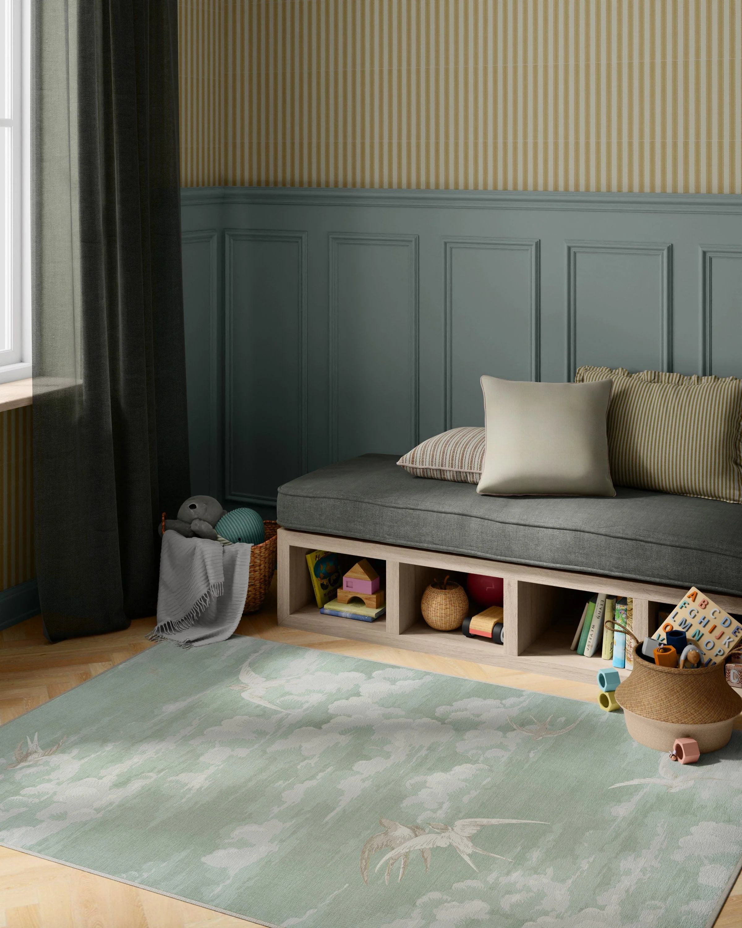 Silvi Clouds Seaspray Flatwoven Rug