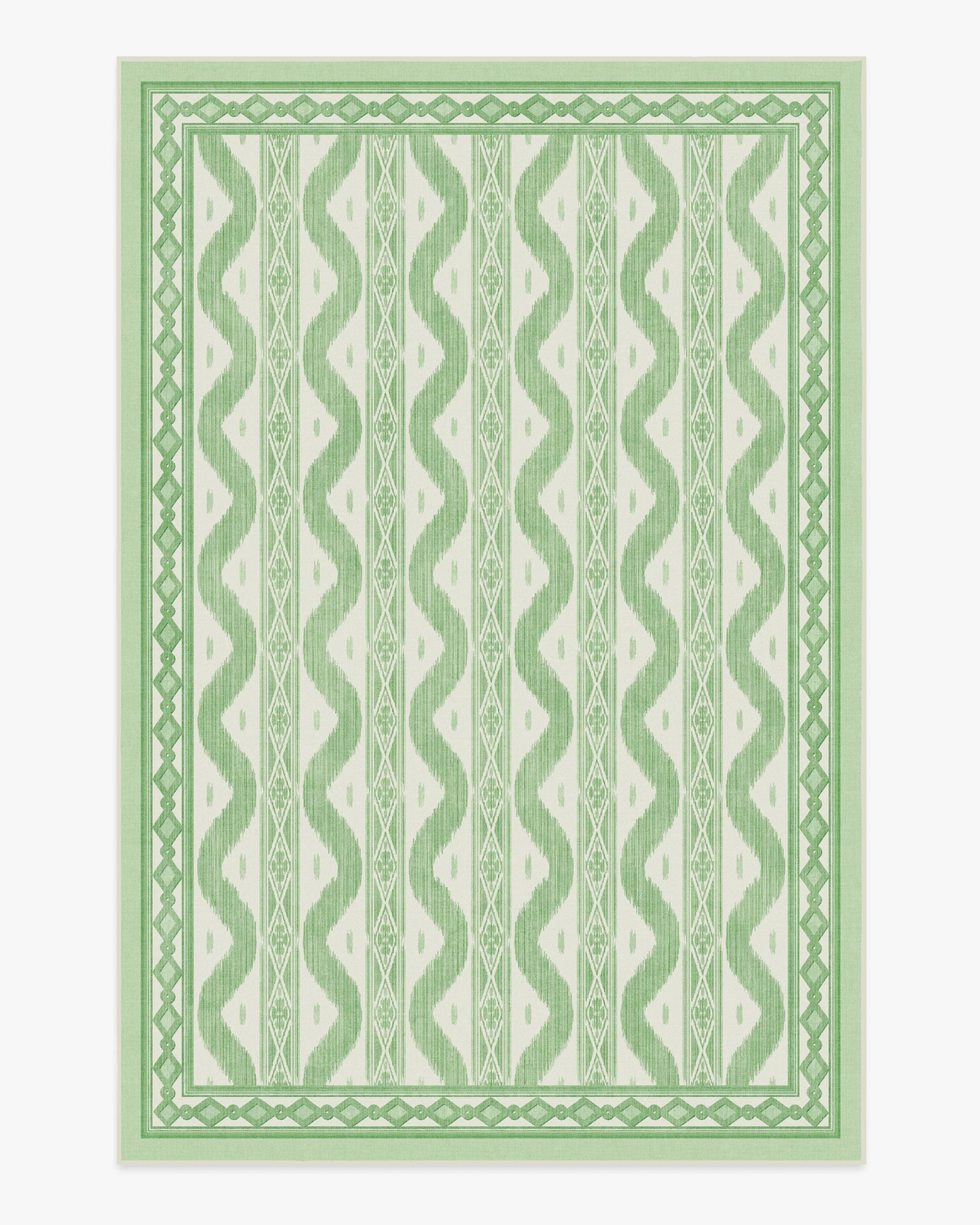 Ava Ikat Green Flatwoven Rug