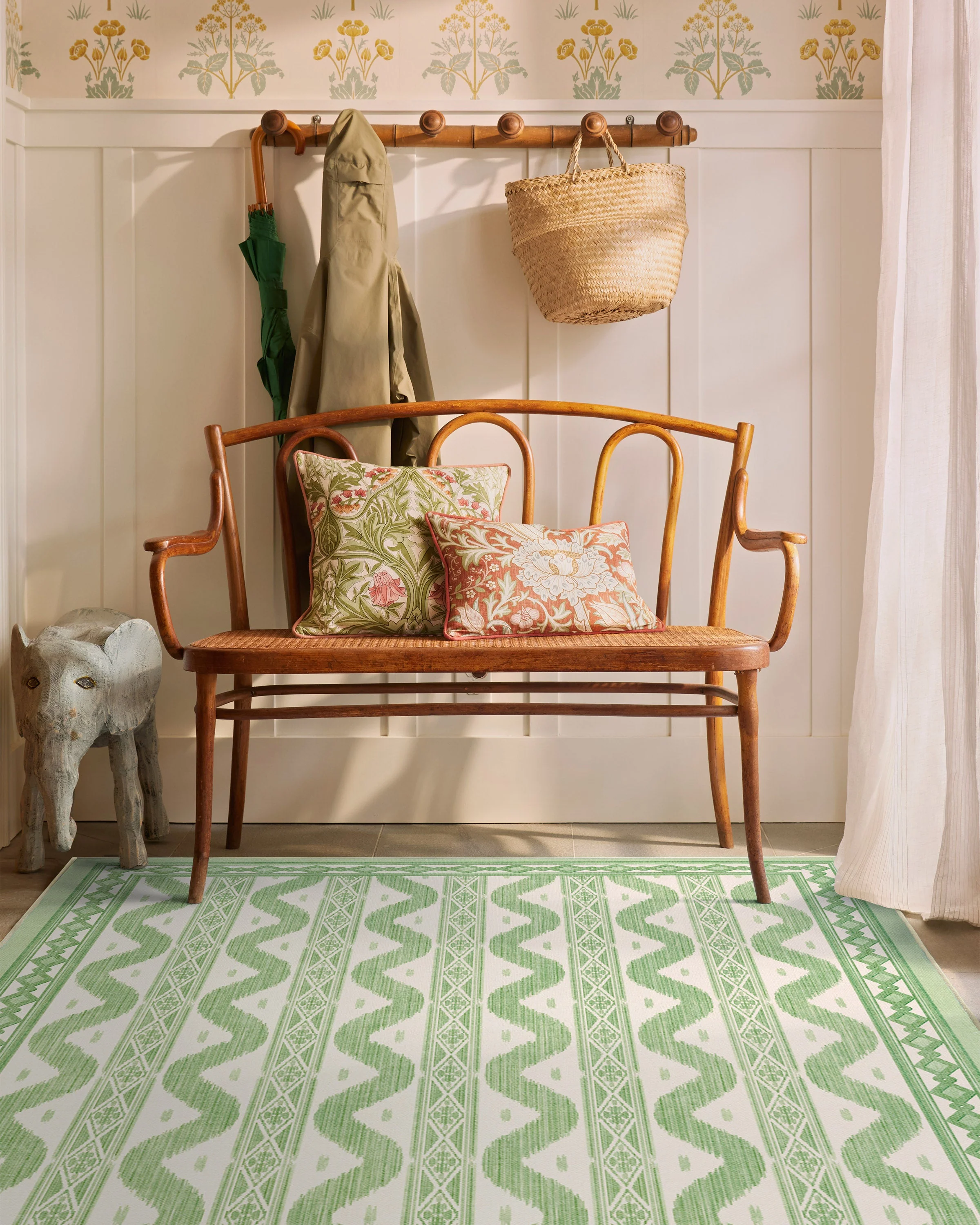 Ava Ikat Green Flatwoven Rug