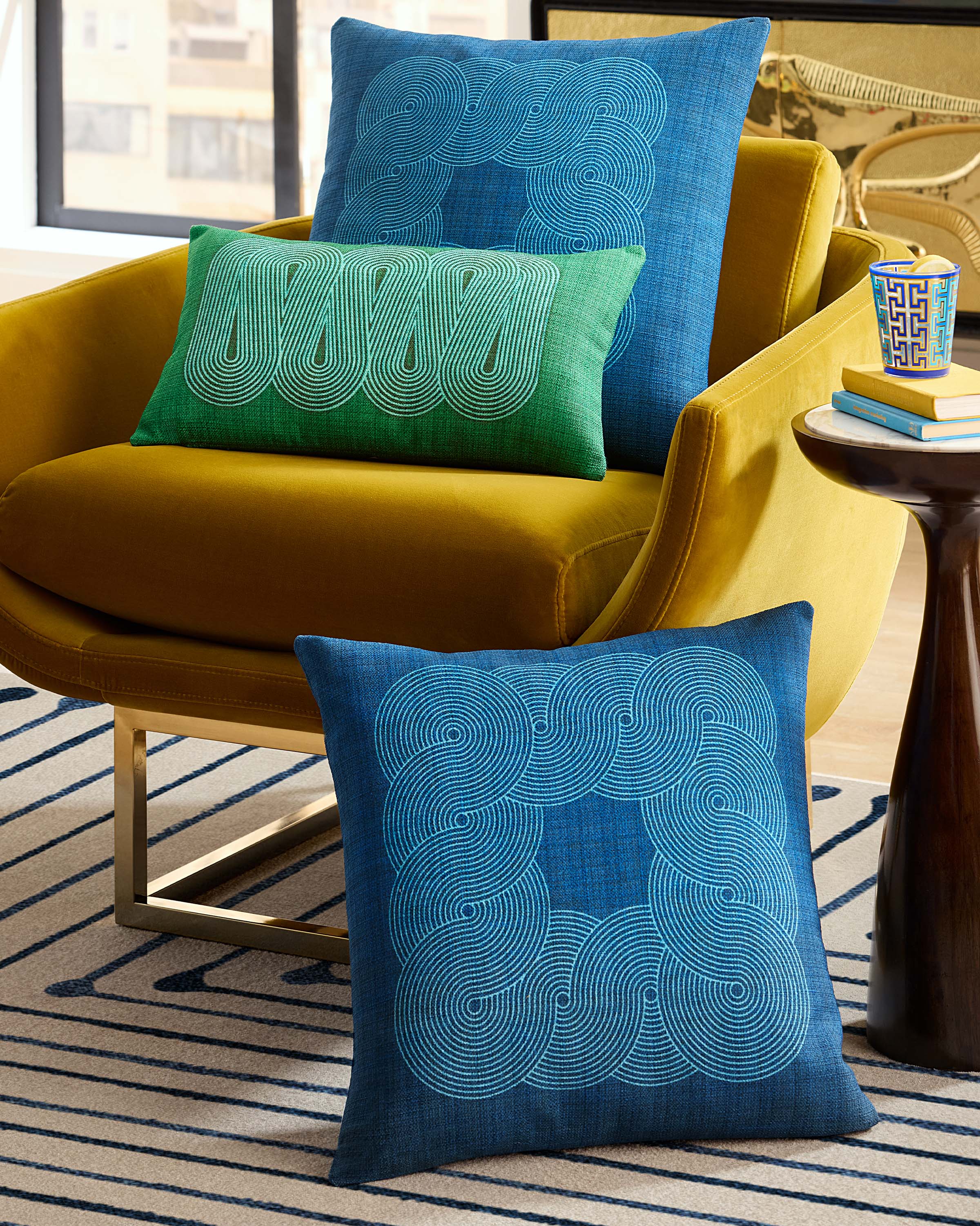 Pompidou Blue Woven Throw Pillow