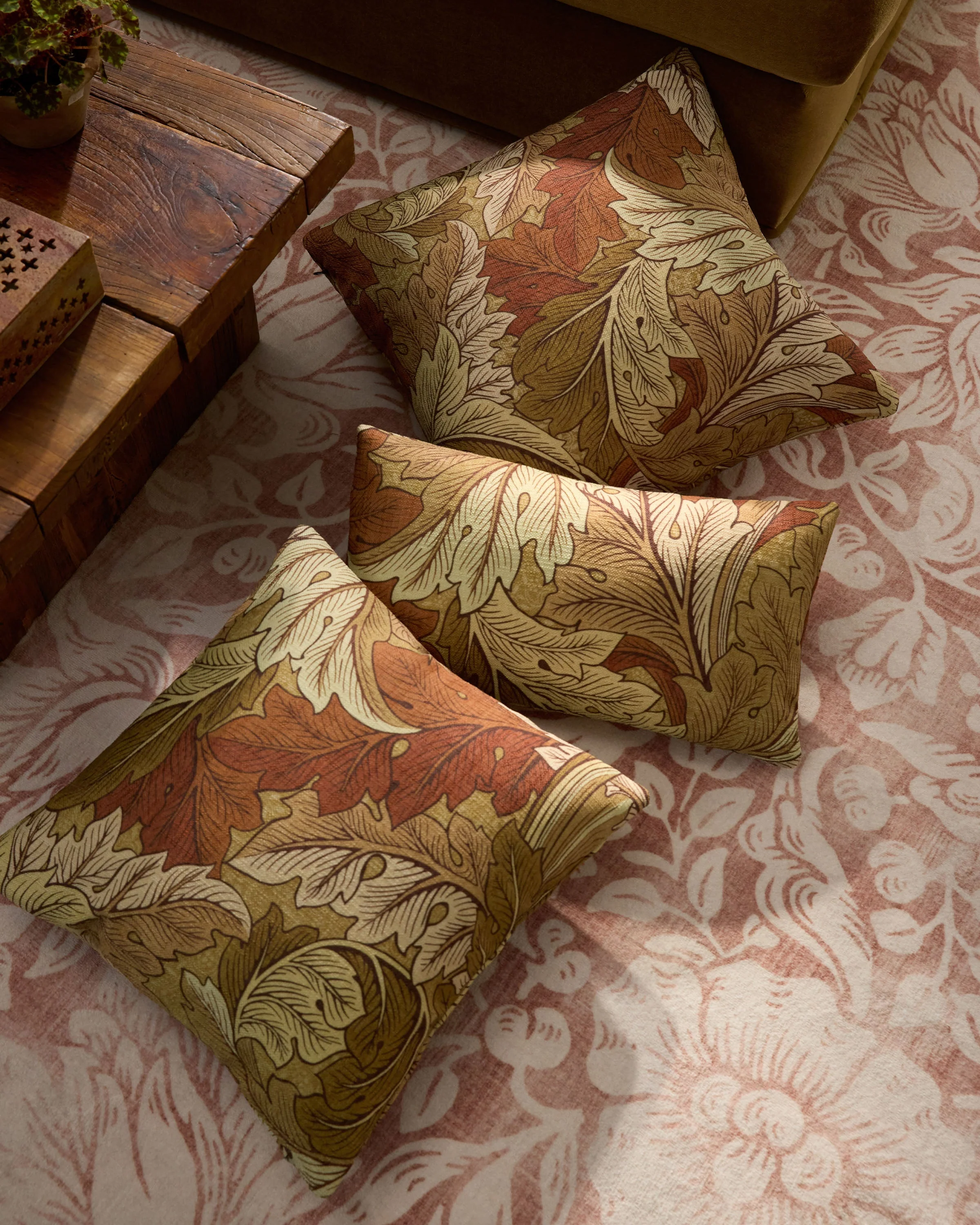 Acanthus Warm Neutral Woven Lumbar Throw Pillow
