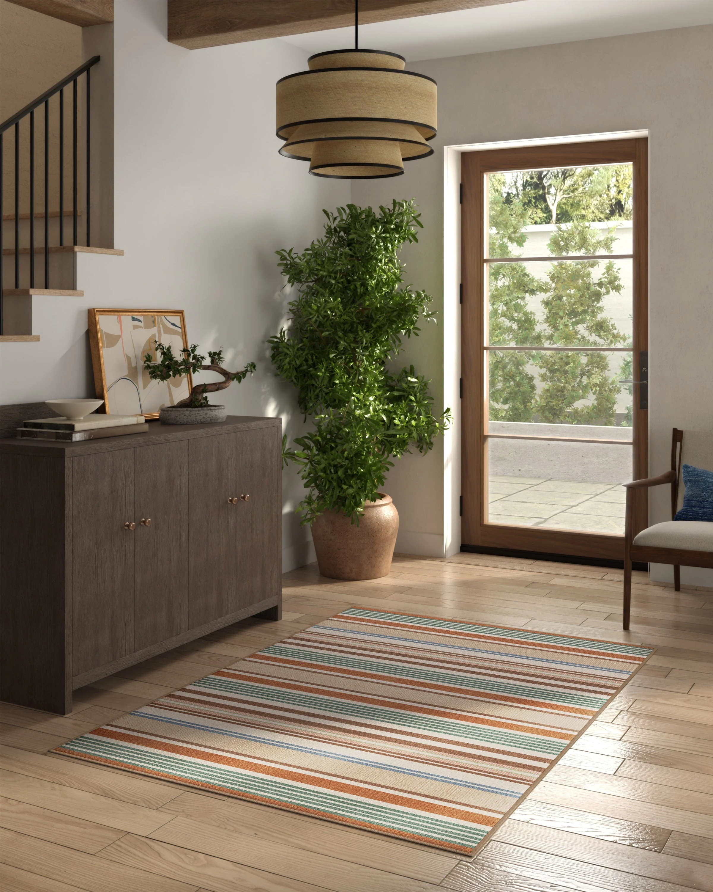 Tropez Stripe Red Multicolor Flatwoven Rug